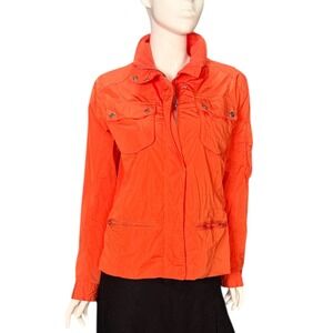 Lauren Ralph Lauren Women Orange Lightweight Utility Jacket XL Zip Front Pockets
